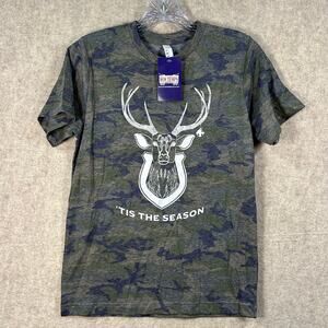 LAT Bon Temps - Youth Large Camo Tis The Season Deer Hunting Graphic T-Shirt YL